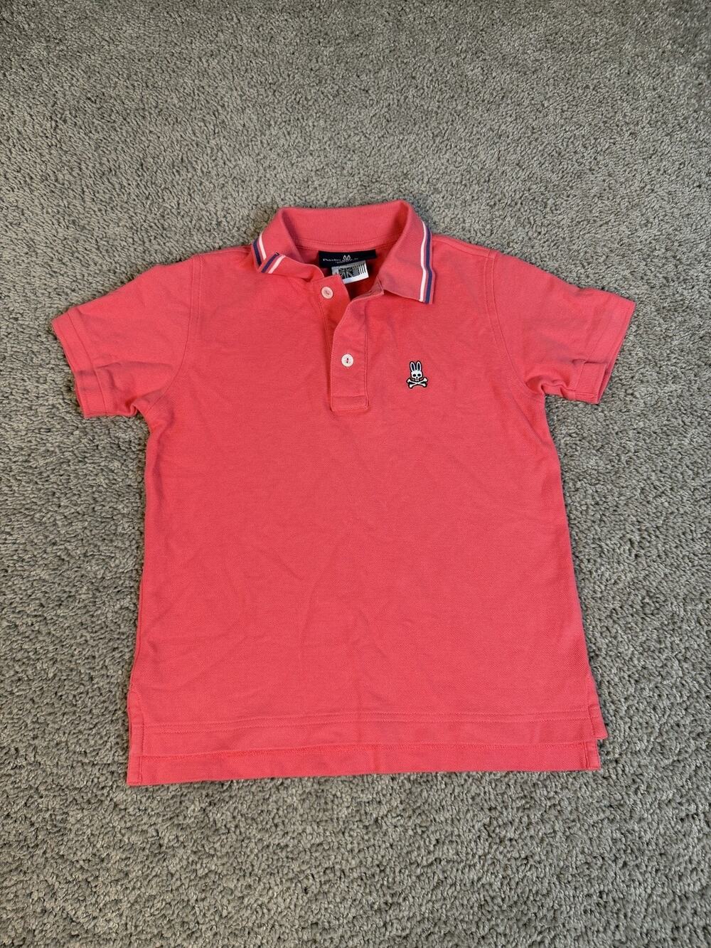 Psycho Bunny Polo Boys S Pink Short Sleeve Collared Embroidered Logo Cotton